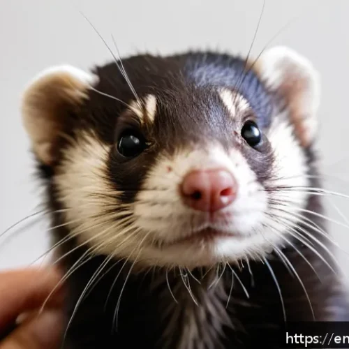 페럿 미용 방법 - A close-up, highly detailed image of a healthy ferret with a shiny, smooth double coat showing both ...